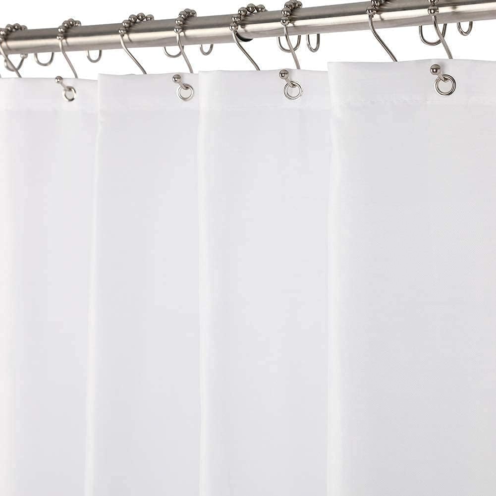 Amazer_White_Shower_Liner_Cloth_Waterproof,_White_Shower_Curtain_Liner_Fabric_with_Weighted_Stones,_Washable_Shower_Curtain_and_Liner_2-in-1,_120G_Heavy_Duty,_12_Grommet_Holes,_72_x_72_Inches