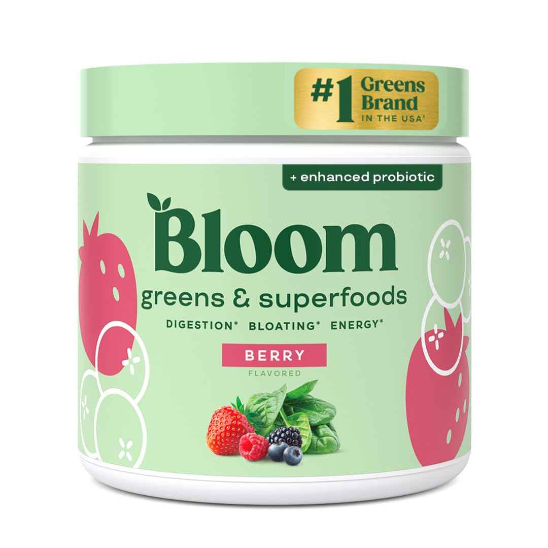 Bloom Nutrition Superfood Greens Powder, Digestive Enzymes with Probiotics and Prebiotics, Gut Health, Bloating Relief for Women, Chlorella, Green Juice Mix with Beet Root Powder