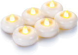 Homemory 6/12/24Pack Flameless Led Floating Candles, 200 Hour Plastic Battery Operated Flickering Waterproof Tealights for Cylinder Vases, Centerpieces at Wedding, Party, Pool, Holiday (White Base)