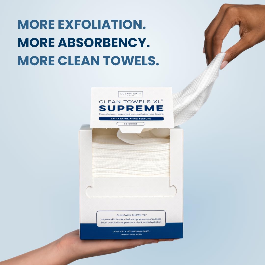 Clean_Skin_Club_Clean_Towels_XL®_Supreme,_100%_USDA_Biobased_Face_Towel,_Disposable_Face_Towelette,_Eczema_Association_Accepted,_Thicker_Textured_Dry_Wipes,_Ultra_Absorbent_&_Soft,_1_Pack,_50_Ct