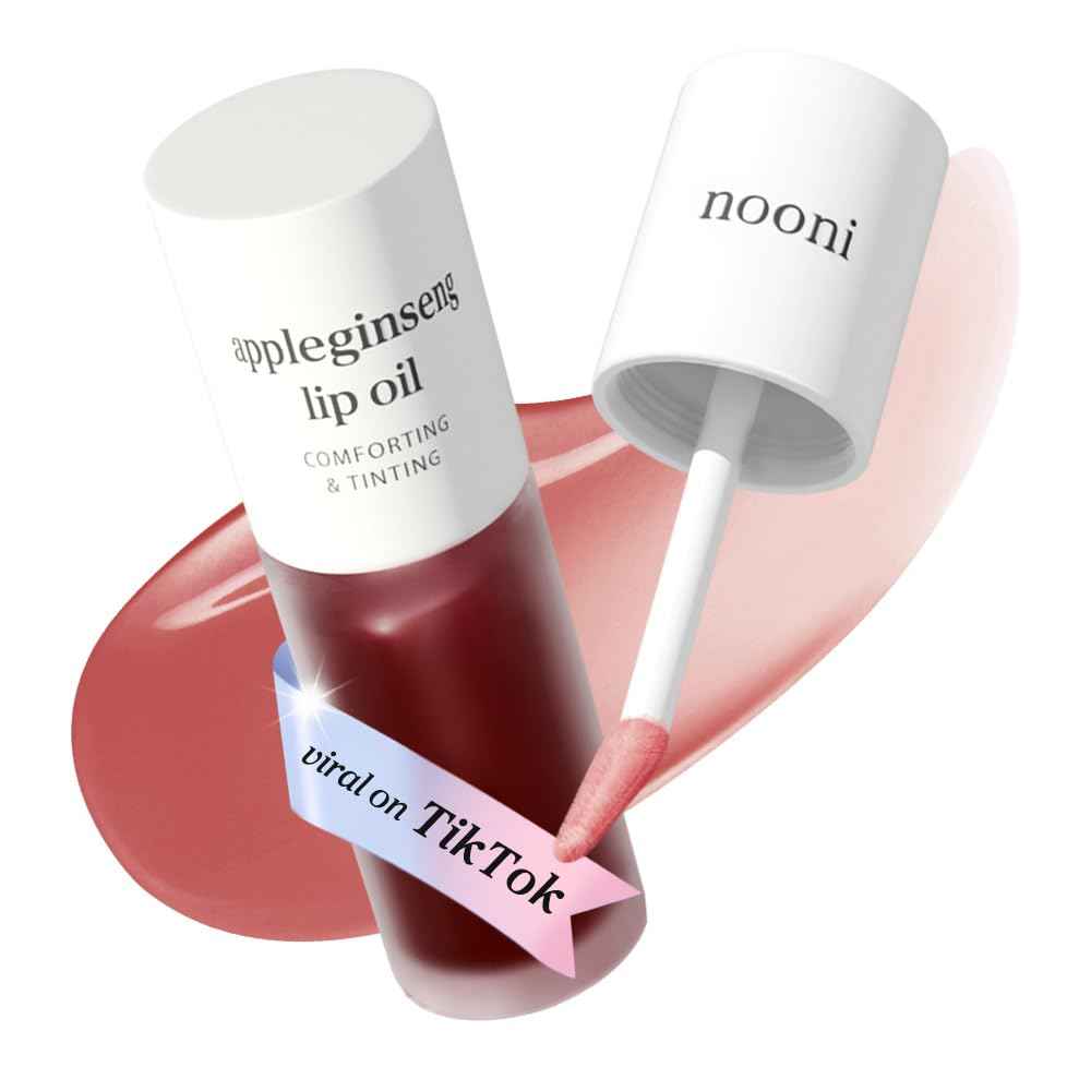 NOONI Korean Lip Oil | Long-Lasting, Moisturizing, Plumping, Revitalizing for Dry Lips, Waterproof, No Peel Off, Korean Tint, Hydrating Lip Stain, Nourishing Crystal Clear, 0.12 FL Oz