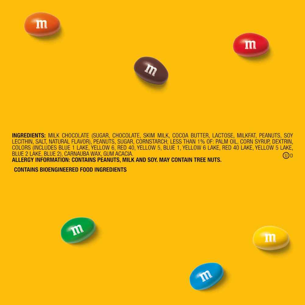 M&M'S Peanut Milk Chocolate Candy Bulk Pack, Party Size, 38 oz Bag