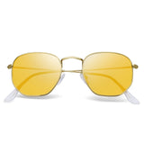 Polarized Sunglasses for Womens Men Trendy Square Hexagonal Flat Mirrored Sun Glasses UV Protection