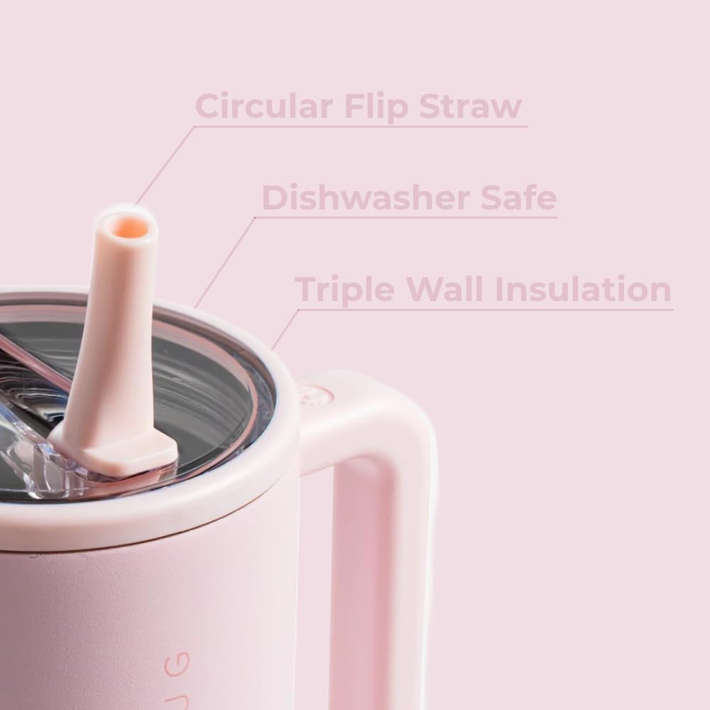 HydroJug_Traveler_-_32_oz_Water_Bottle_with_Handle_&_Flip_Straw_-_Fits_in_Cup_Holder,_Leak_Resistant_Tumbler-Reusable_Insulated_Stainless_Steel_&_Rubber_Base_-_Gifts_for_Women_&_Men,_Pink_Sand