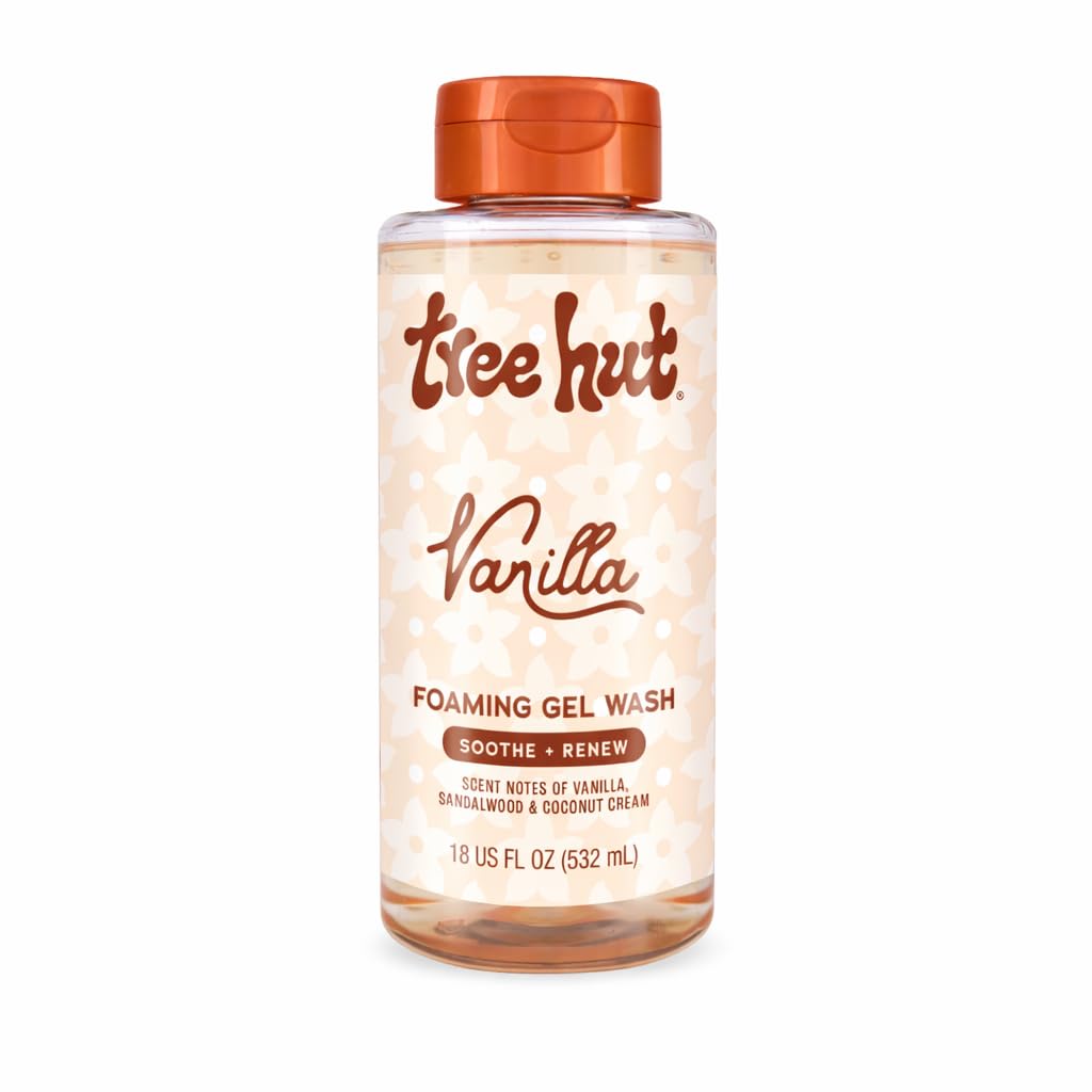 Tree Hut Vanilla Foaming Gel Wash, Easter Gifts for Women, Moisturizing &amp;amp; Hydrating Body Wash with Shea Butter, Gently Cleanses for Soft, Fresh &amp;amp; Radiant Skin, 18 fl oz