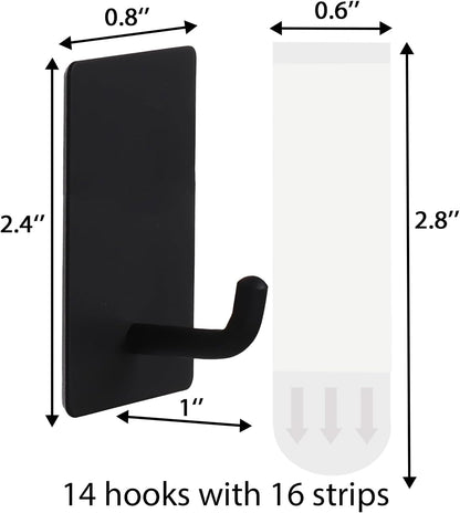 14_Pcs_Towel_Hooks_with_Removable_Strips_for_Hanging,_Adhesive_Wall_Heavy_Duty,_Outdoor_No_Damage,_Sticky_Hook_for_Bathrooms,_Shower,_Stockings,_Decor,_Robe,_Small,_Black_304_Stainless_Steel
