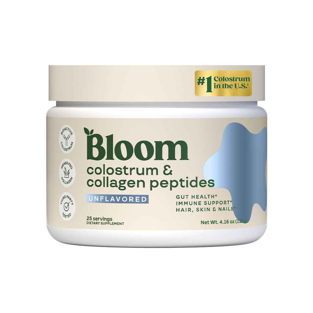 Bloom Nutrition Bovine Colostrum Powder with Vitamin B-12 for Gut Health, Immune Support, Hair Growth & Beauty Supplement
