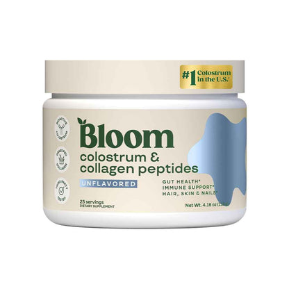 Bloom Nutrition Bovine Colostrum Powder with Vitamin B-12 for Gut Health, Immune Support, Hair Growth & Beauty Supplement