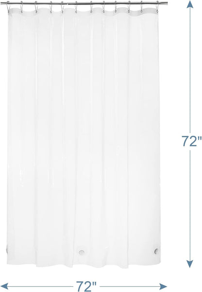 AmazerBath_Heavy_Duty_Shower_Curtain_Liner_12_Gauge,_72_x_72_Inches_Clear_Shower_Curtain_Liner_with_3_Clear_Stones_and_12_Grommet_Holes,_Weighted_Plastic_Shower_Liner