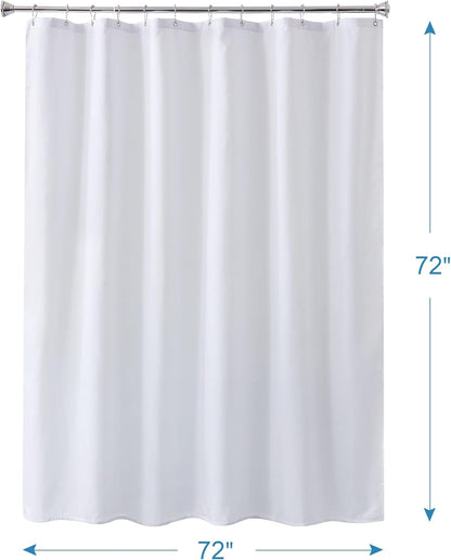 Amazer_White_Shower_Liner_Cloth_Waterproof,_White_Shower_Curtain_Liner_Fabric_with_Weighted_Stones,_Washable_Shower_Curtain_and_Liner_2-in-1,_120G_Heavy_Duty,_12_Grommet_Holes,_72_x_72_Inches
