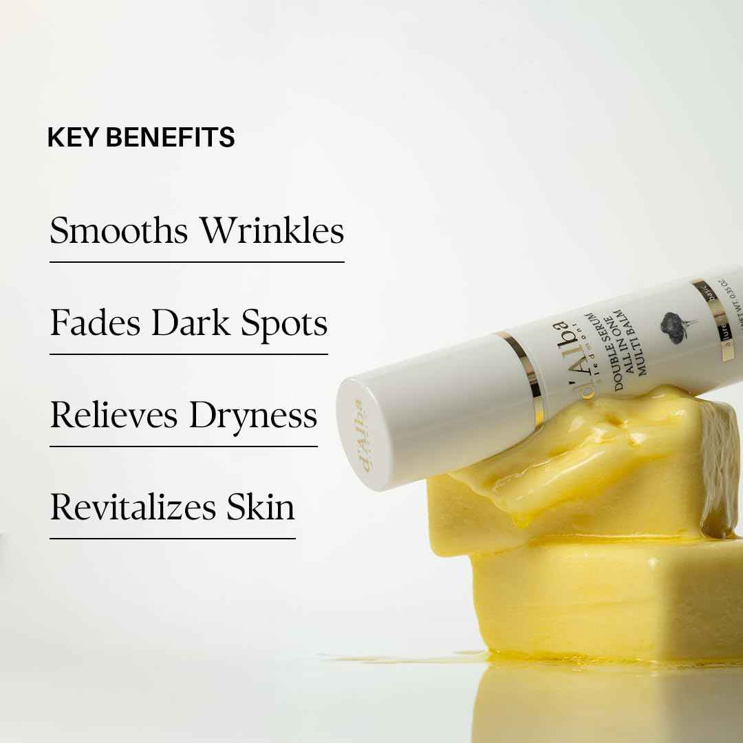 d'alba Piedmont White Truffle Double Serum All-in-one Multi Balm, Stick Balm, Vegan Skincare with Vitamin C and Vegan Collagen, 3-in-1 Anti Wrinkle, Eye Treatment, Dark Spot Remover
