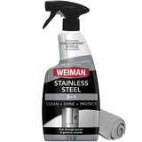 Weiman Stainless Steel Cleaner & Polish, Anti Fingerprint Spray Stainless Steel Cloth, Water Spots & Grease, No Streaks or Residue, Safe for Metal Polish, Chrome, Appliances, Sinks & Grills
