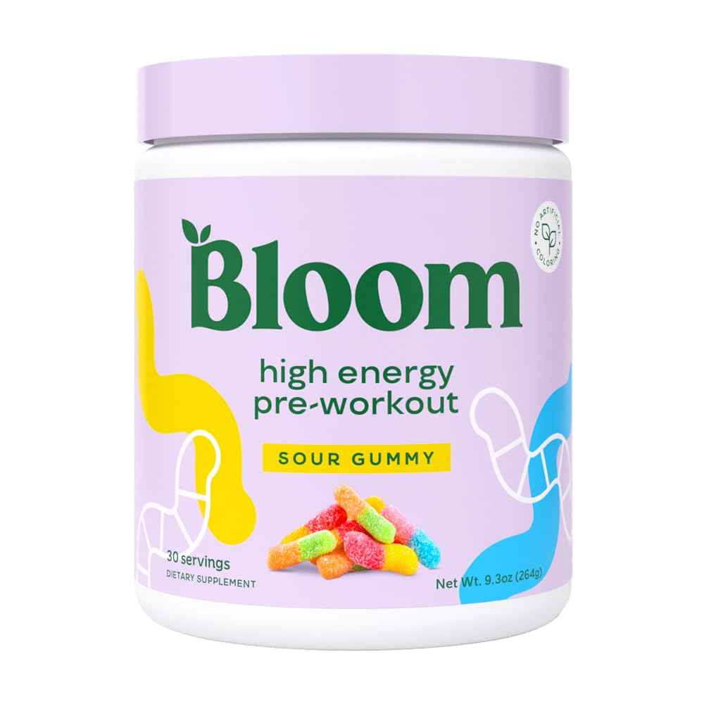Bloom Nutrition High Energy Pre Workout with Beta Alanine, Ginseng and L Tyrosine for Amino Energy, Natural Caffeine Powder from Green Tea Extract, Keto, Sugar Free Drink Mix