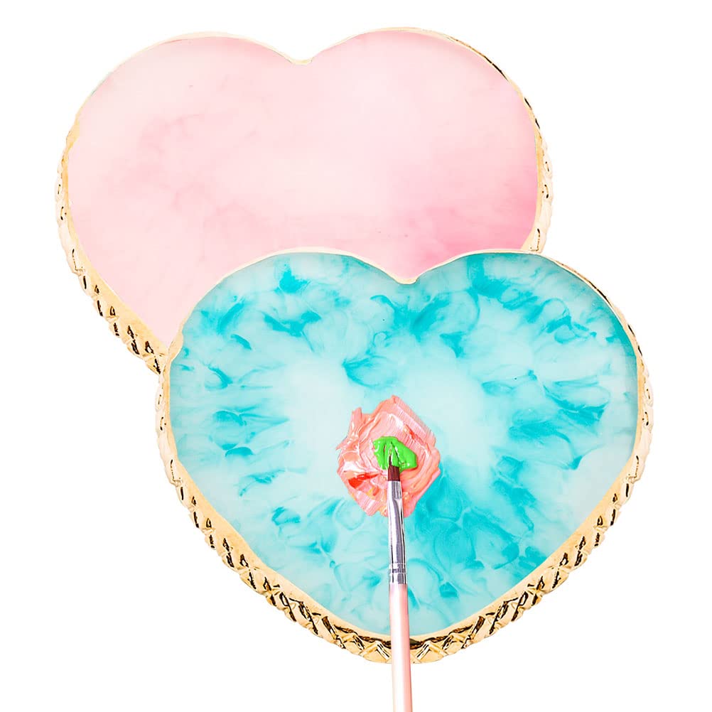 2 Pcs Resin Pink Nail Art Palette, Nail Art Painting Mixed Color Palettes Gold Edge Nails Holder Nails Arts Display Board Easter Gifts for Women Easter Basket Stuffers