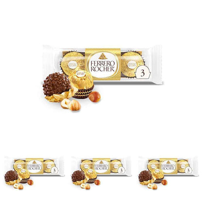 Ferrero Rocher Gourmet Hazelnut Milk Chocolate, 3 Individually Wrapped Chocolates, 1.3 oz
