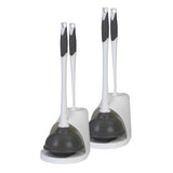 Clorox Toilet Plunger and Bowl Brush Combo with Caddy, 6.75 x 7 x 19.5 in, White/Gray