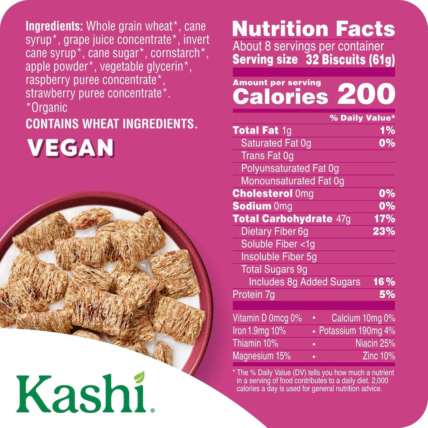Kashi Berry Fruitful Cereal – Simple Clean-Ingredient Breakfast for the Intentional Pantry, 17.2oz