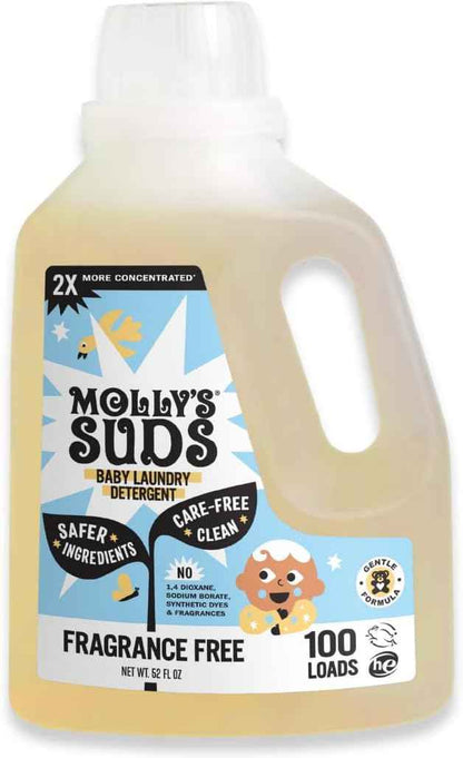 Molly's Suds Baby Liquid Laundry Detergent | Removes Formula, Poop & Spit-Up Stains | Extra Gentle for Infants, Babies, Toddlers