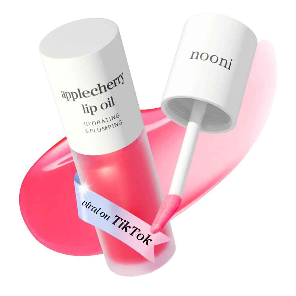 NOONI Korean Lip Oil | Long-Lasting, Moisturizing, Plumping, Revitalizing for Dry Lips, Waterproof, No Peel Off, Korean Tint, Hydrating Lip Stain, Nourishing Crystal Clear, 0.12 FL Oz
