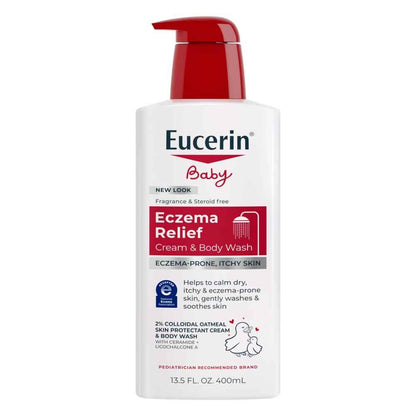 Eucerin Baby Eczema Relief Cream Body Wash, Fragrance Free Eczema Body Wash for Babies with Colloidal Oatmeal