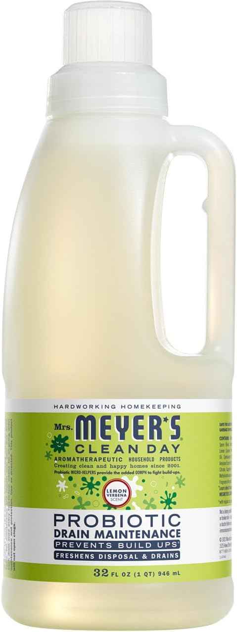 MRS. MEYER'S CLEAN DAY Probiotic Drain Maintenance Liquid, Freshens Disposals and Drains, 32 Fl Oz