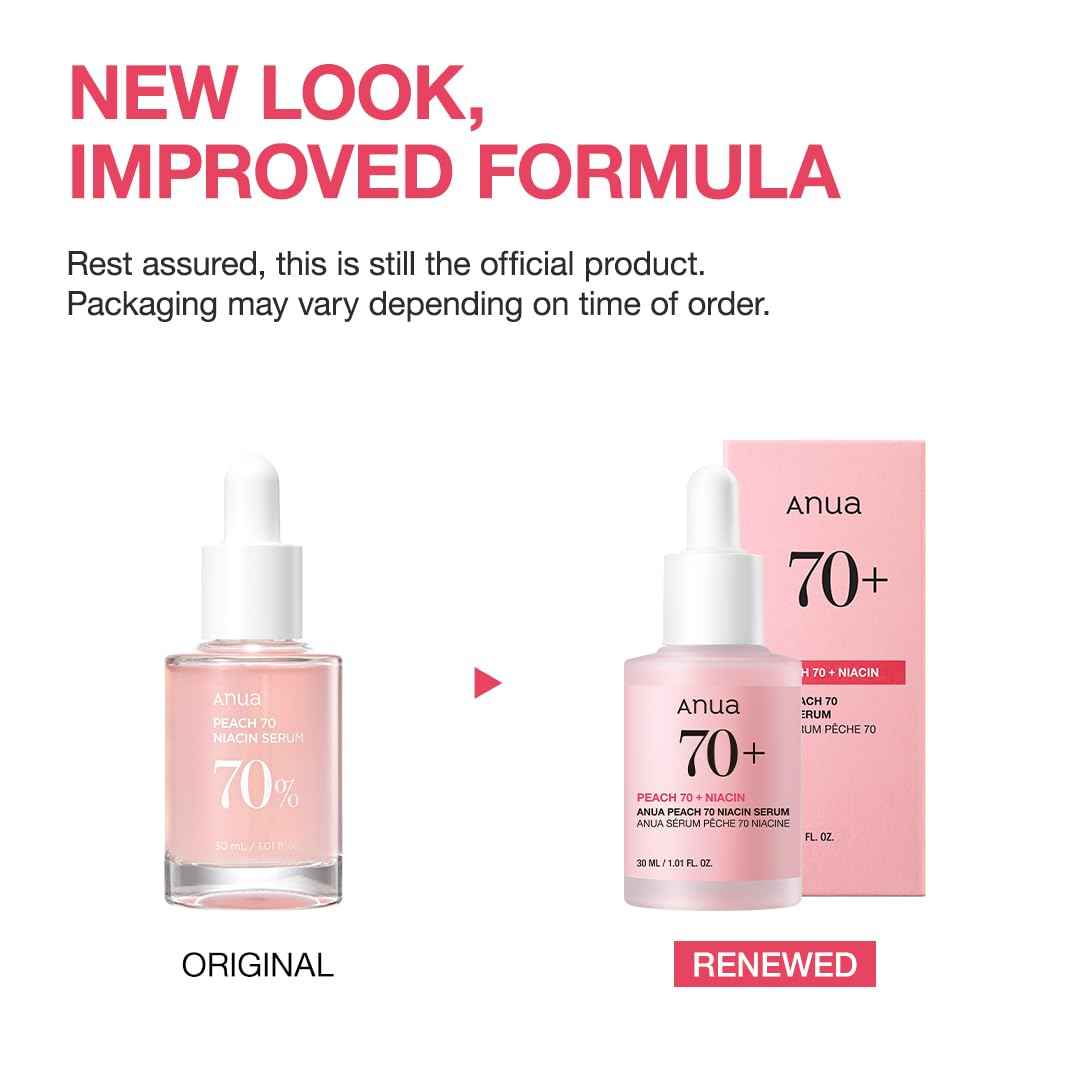 Anua Peach 70 Niacinamide Serum, Daily Glow Serum For Face, Skin Tone & Dullness Care with Vitamin B12, Lightweight, Hydrating For Glass Skin Effect, Korean Skin Care, 1.01 fl.oz