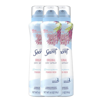 Secret_Dry_Spray_Antiperspirant_Deodorant_for_Women,_48hr_Weightless_Sweat_&_Odor_Protection,_Gentle_on_Skin,_Powder_Fresh_Scent,_4.1_oz_(Pack_of_3)