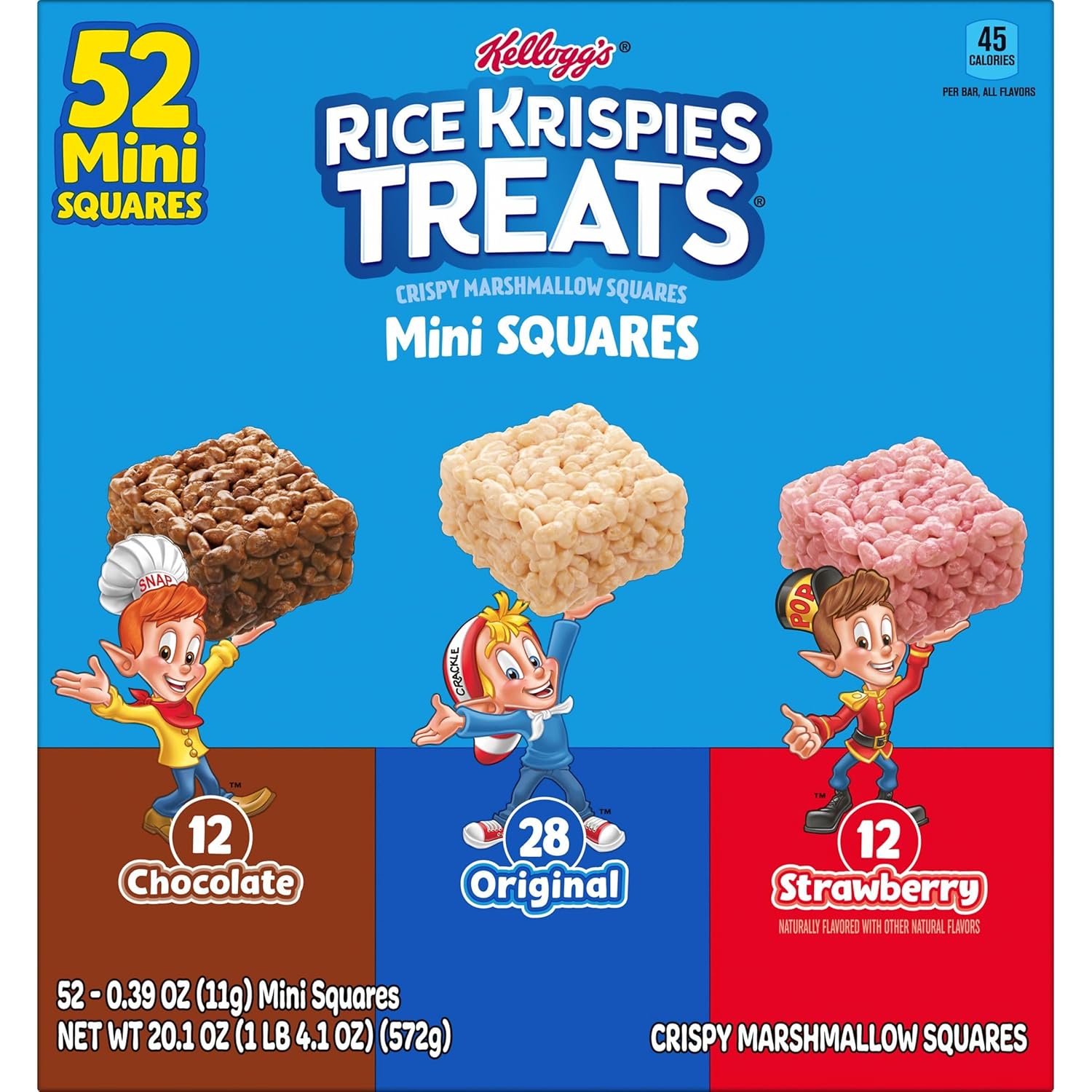 52 individually wrapped mini crispy marshmallow squares per 20.1 oz box