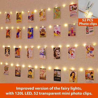 HXWEIYE Cool-Touch LED String Lights with Clips – Safe Nursery and Playroom Decor for Hanging Kids' Artwork