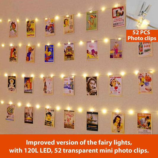 HXWEIYE Cool-Touch LED String Lights with Clips – Safe Nursery and Playroom Decor for Hanging Kids' Artwork