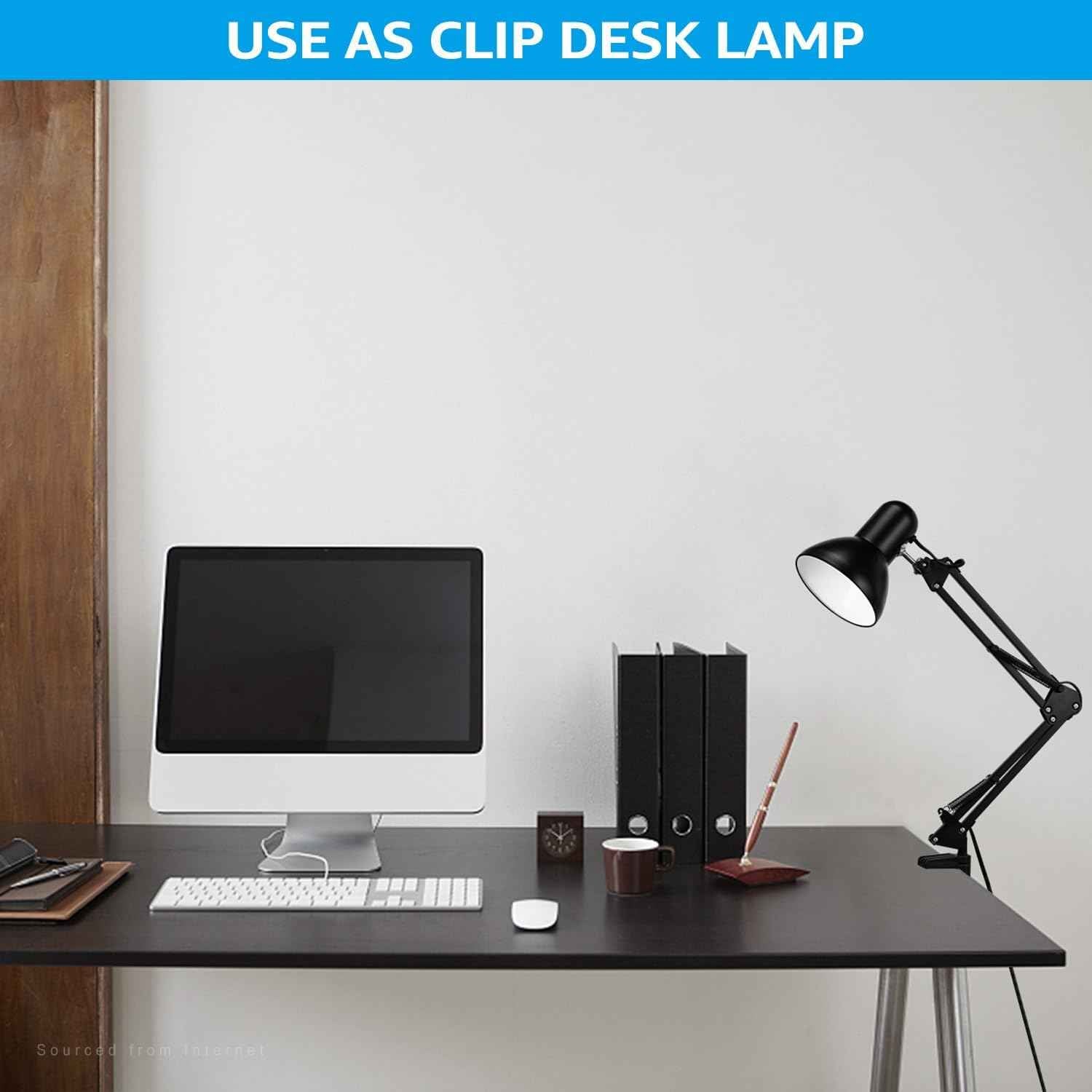 TORCHSTAR Metal Desk Lamp with Clamp – Simple Swing Arm Light for Uncluttered Workstations and Small Spaces