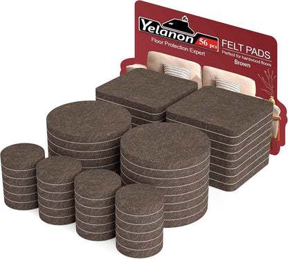 Yelanon Felt Furniture Pads - Slip Resistant Anti-Skid Floor Protectors for Family Safe Homes