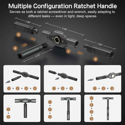 PrecisionTool 42-in-1 Magnetic Ratchet Screwdriver Set – Thoughtful Housewarming Gift for New Homeowners, All-in-One Repair Kit
