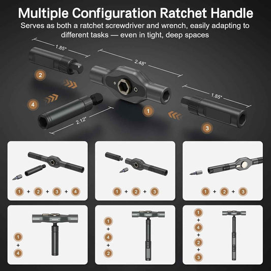 PrecisionTool 42-in-1 Magnetic Ratchet Screwdriver Set – Thoughtful Housewarming Gift for New Homeowners, All-in-One Repair Kit