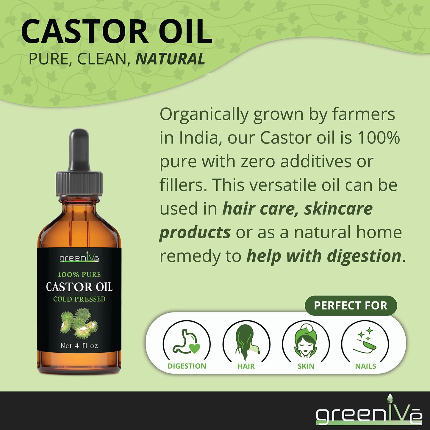 GreenIVe_-_100%_Pure_Castor_Oil_-_Cold_Pressed_-_Hexane_Free_-_Exclusively_on_Amazon_(4_Fl_Oz_(Pack_of_1))
