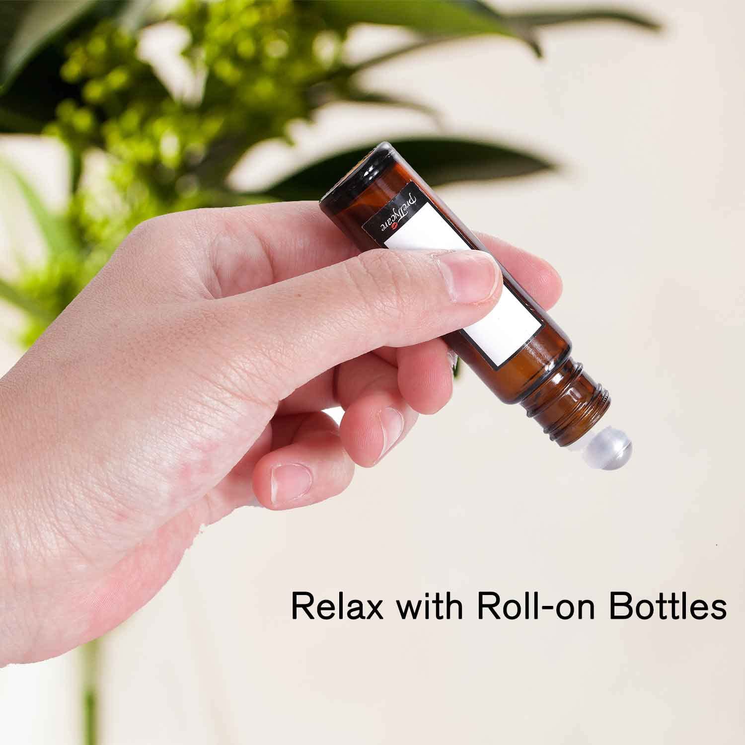 PrettyCare_Essential_oil_Roller_Bottles_for_Oils_10ml_Glass_Amber_Perfume_Bottles_Empty_with_Extra_Roller_Balls,_Opener,_Funnel,_Pipette,_Labels