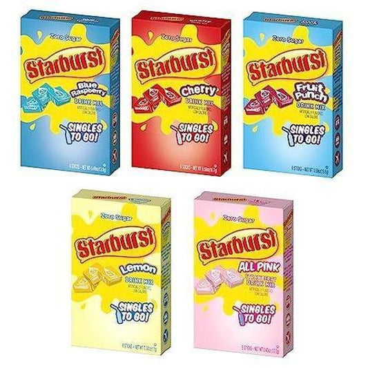 SINGLES_TO_GO!_Starburst_Variety_pack_5_box,_5_flavor_(Raspberry,_Cherry,_Fruit_Punch,_Strawberry_and_Lemon)