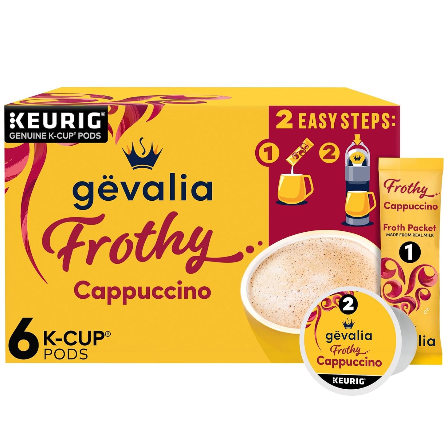 Gevalia_Frothy_2-Step_Artificially_Flavored_Cappuccino_Espresso_Style_K‐Cup_Coffee_Pods_&_Froth_Packets_Kit,_6_ct._Box