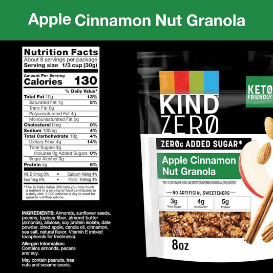 KIND Zero Added Sugar Granola Apple Cinnamon – Mindful Keto Snack for Self-Care Pantry Rituals