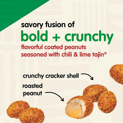 Snak Club Tajin Crunchy Peanuts – Road Trip Snack with Chili Lime Flavor and Resealable 10.5 oz Travel Pouch