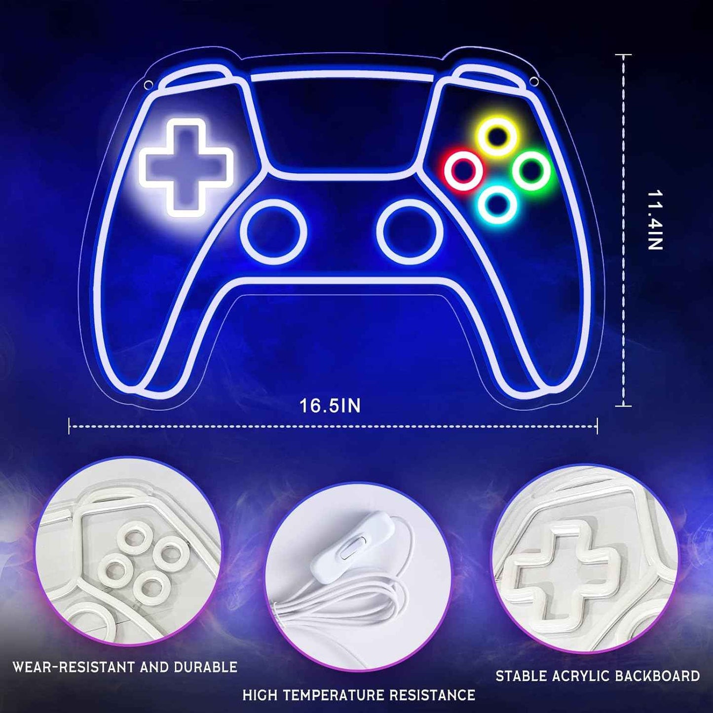 AQUOS Neon Signs Controller Neon Light – Statement Wall Decor for Game Room and Streaming Setup, USB Powered LED Sign