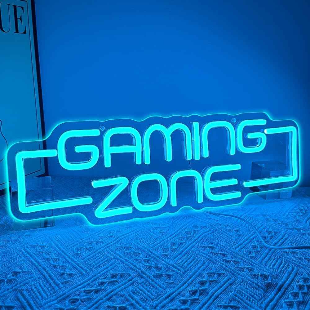 Glovolcy Gaming Neon Sign – Safe Glowing Light for Boys Bedroom, No Heat 5V LED with Dimmer Control
