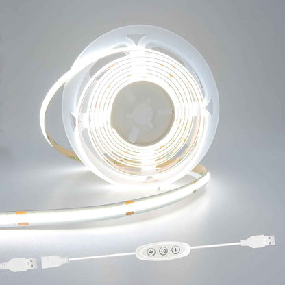 LuminGlow COB LED Strip – Single-Cable USB Lighting for Clean, Clutter-Free Desk and Shelf Setups