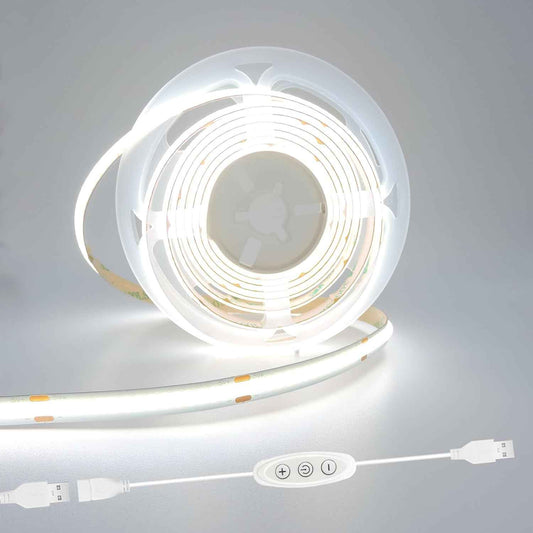 LuminGlow COB LED Strip – Single-Cable USB Lighting for Clean, Clutter-Free Desk and Shelf Setups