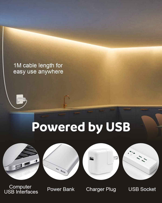 Aclorol USB COB LED Strip – Home Office Monitor Bias Light, 3000K Eye Strain Reduction