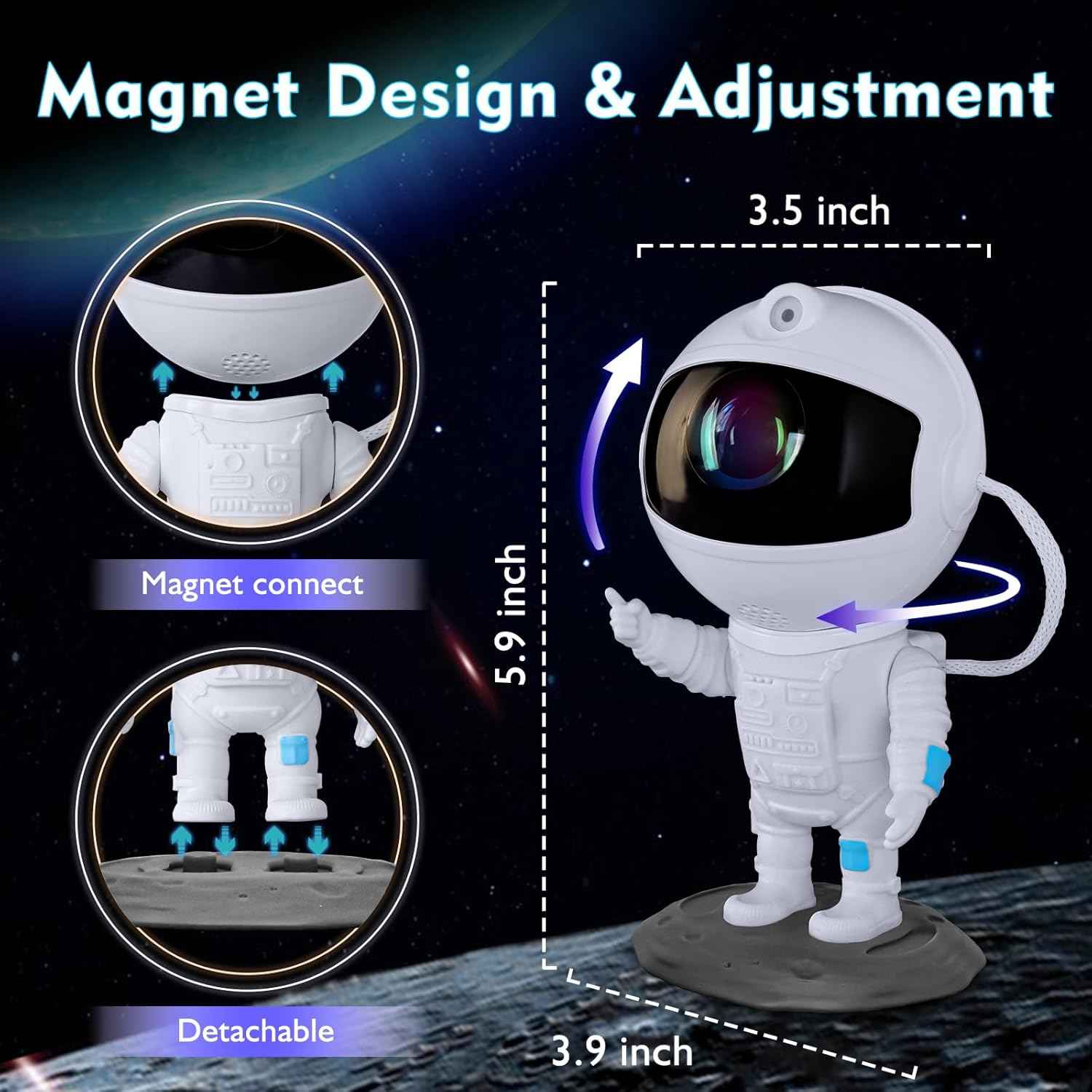 Astronaut Galaxy Projector – Calming Night Light for Relaxation, Star Breathing Mode for Stress Relief