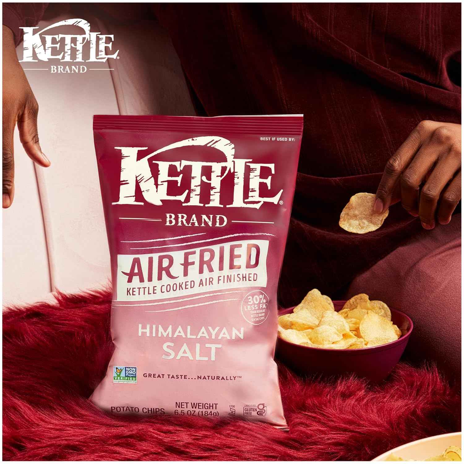 Kettle Brand Air Fried Sea Salt & Vinegar Chips – Lighter Pantry Snack for Mindful Snackers, 6.5 oz Bag