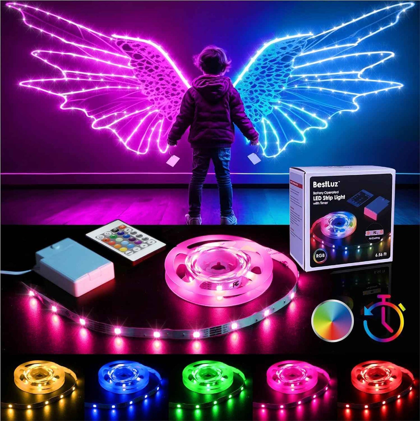 GlowGlide Battery LED Strip Lights – Clean Cordless Accent Lighting for Minimalist Bedroom and Studio