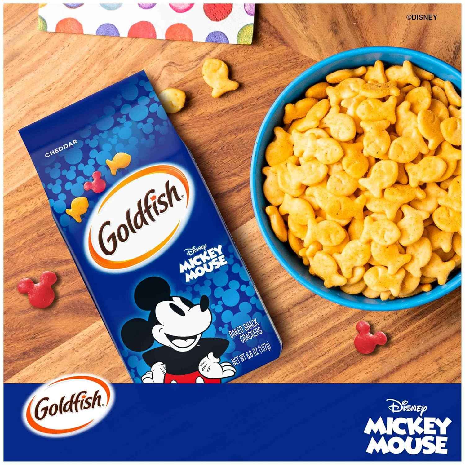 Goldfish Disney Mickey Mouse Cheddar Crackers Baked Never Fried Snack for Kids, 6.6 oz Pepperidge Farm