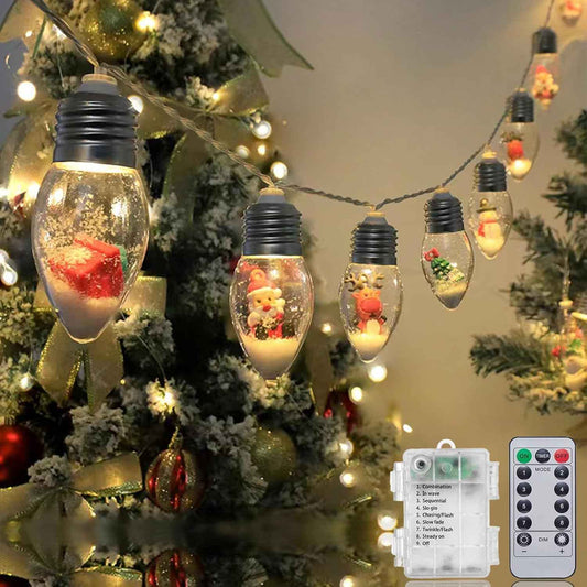 Aomike LED Snow Globe Fairy Lights – Cozy Living Room and Fireplace Mantel Accent Lighting, 10 Bulb Battery String 6.8ft Warm White